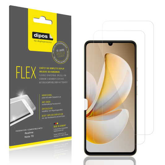 Klare Displayschutzfolie von dipos passend für Realme Note 70, 100% Displayabdeckung und blasenfreie Montage