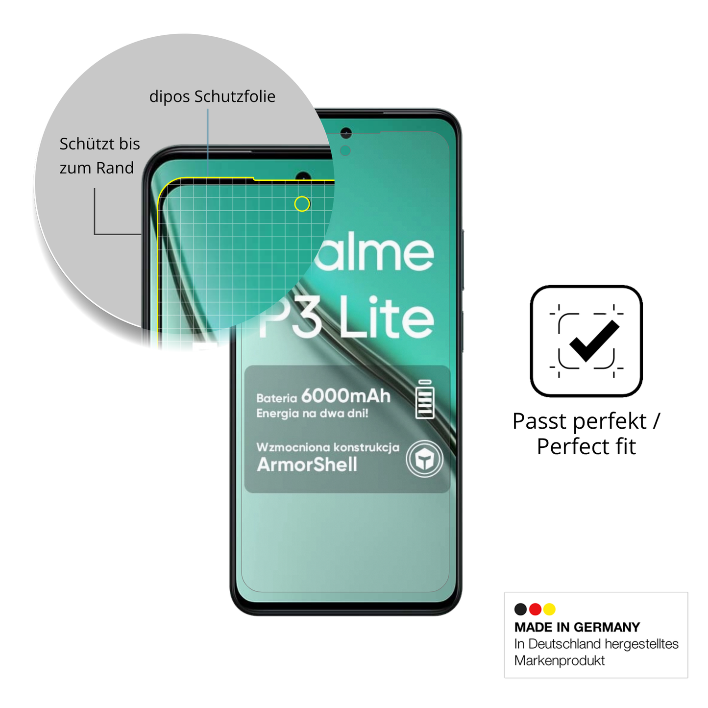 2x Full Cover Schutzfolie matt für Realme P3 Lite 4G