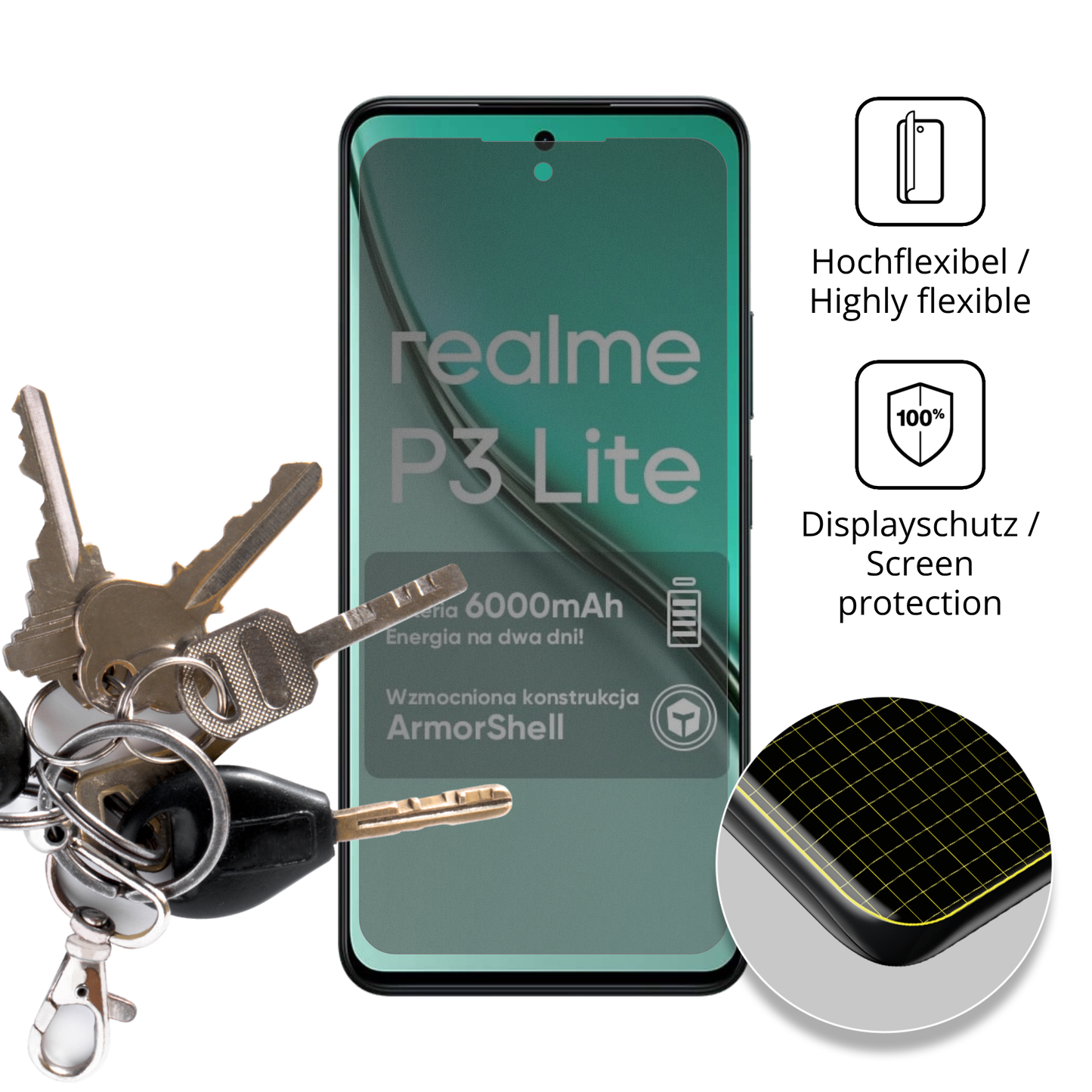 Full Cover Privacy Blickschutzfolie für Realme P3 Lite 4G