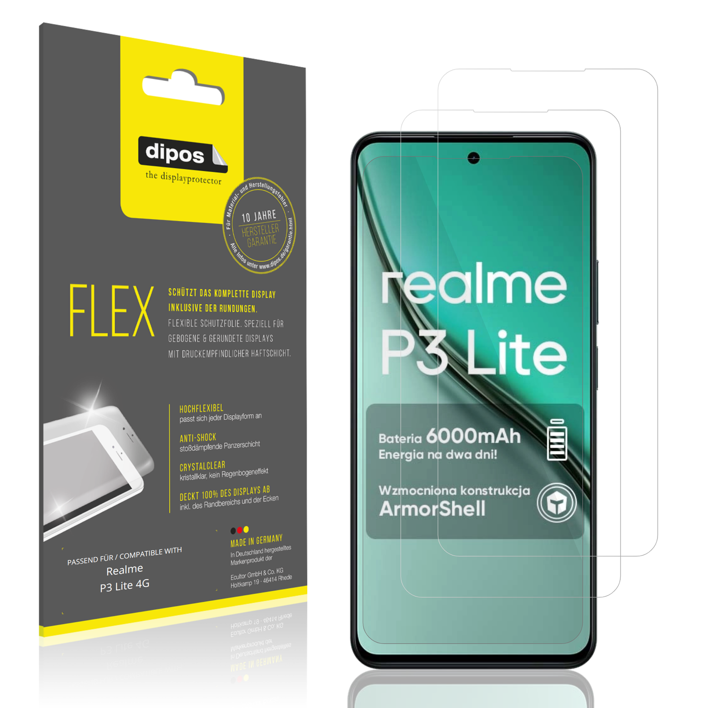 2x 3D Full Cover Schutzfolie für Realme P3 Lite 4G