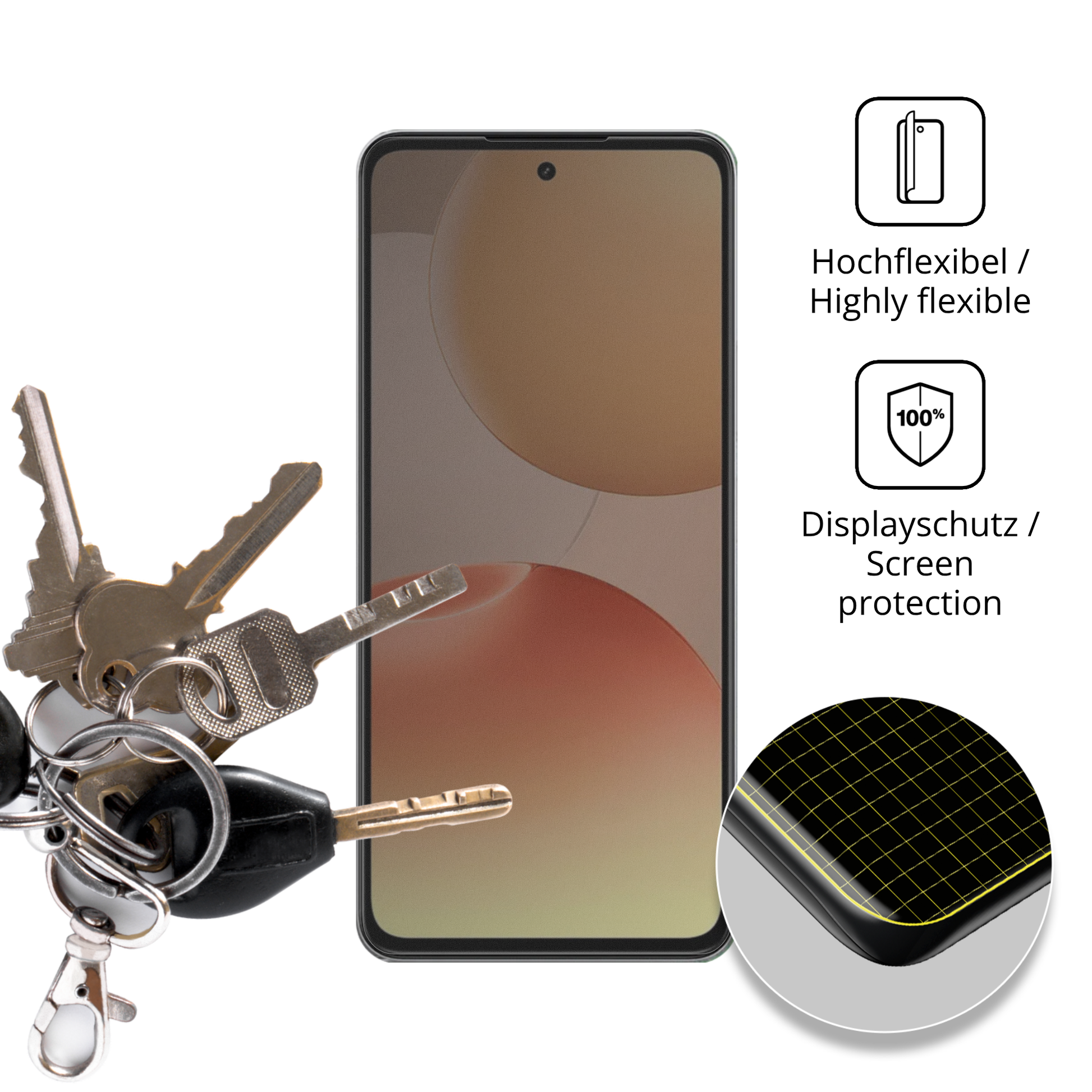 dipos Displayschutz für Realme P4x 5G, mit Blickschutzfilter und perfekter Passform auch für die Rundungen