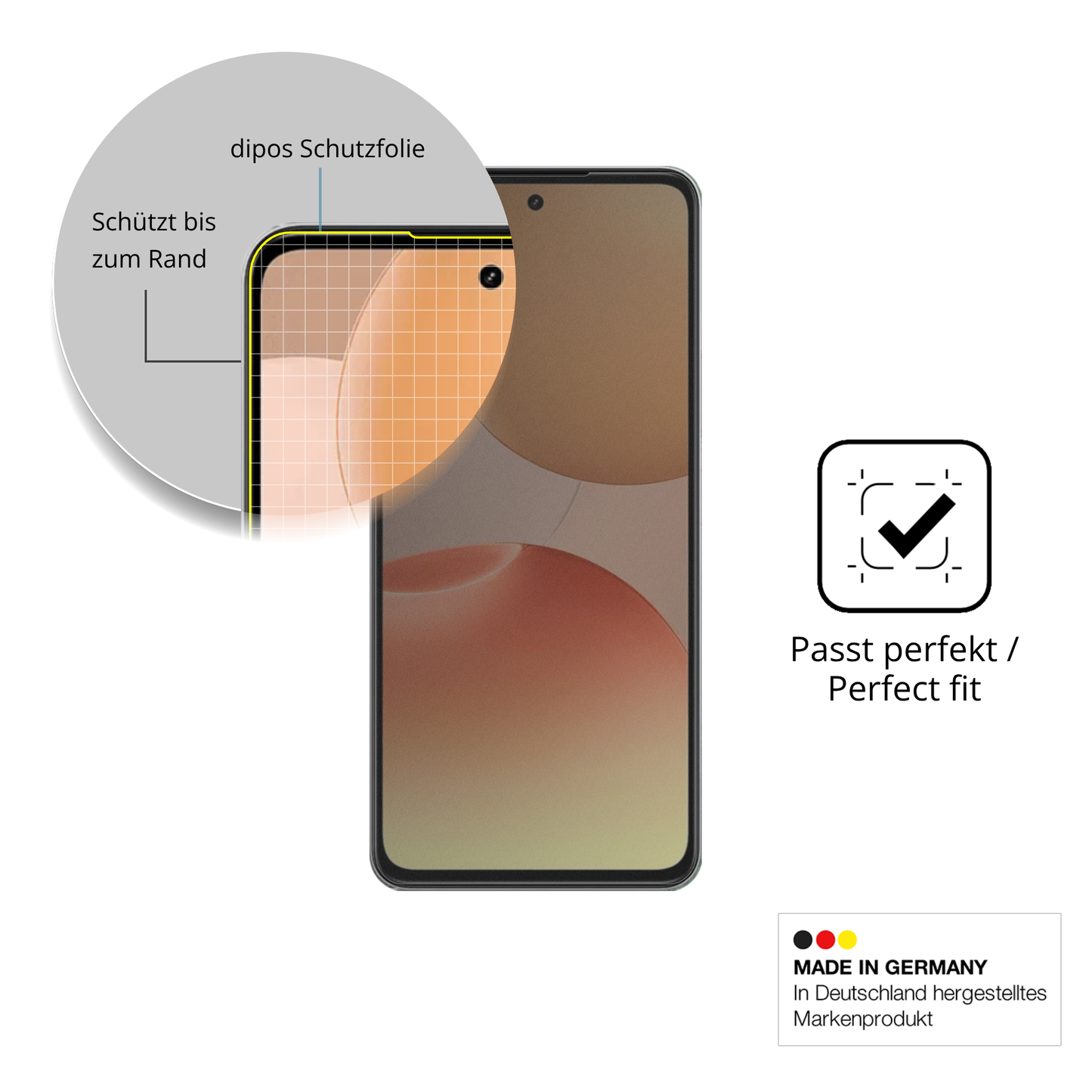Schutz gegen Kratzer auf dem Realme P4x 5G Glas durch Schlüssel, Stöße gegen die Tischkante oder Stürze