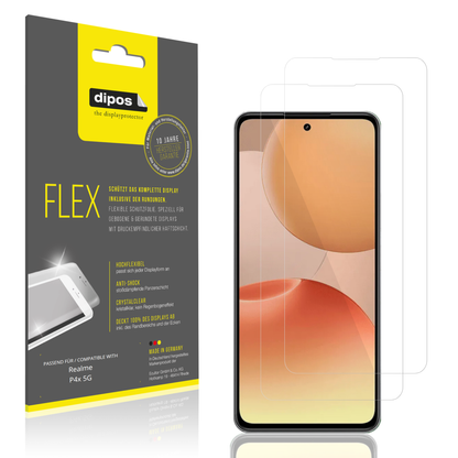 Klare Displayschutzfolie von dipos passend für Realme P4x 5G, 100% Displayabdeckung und blasenfreie Montage