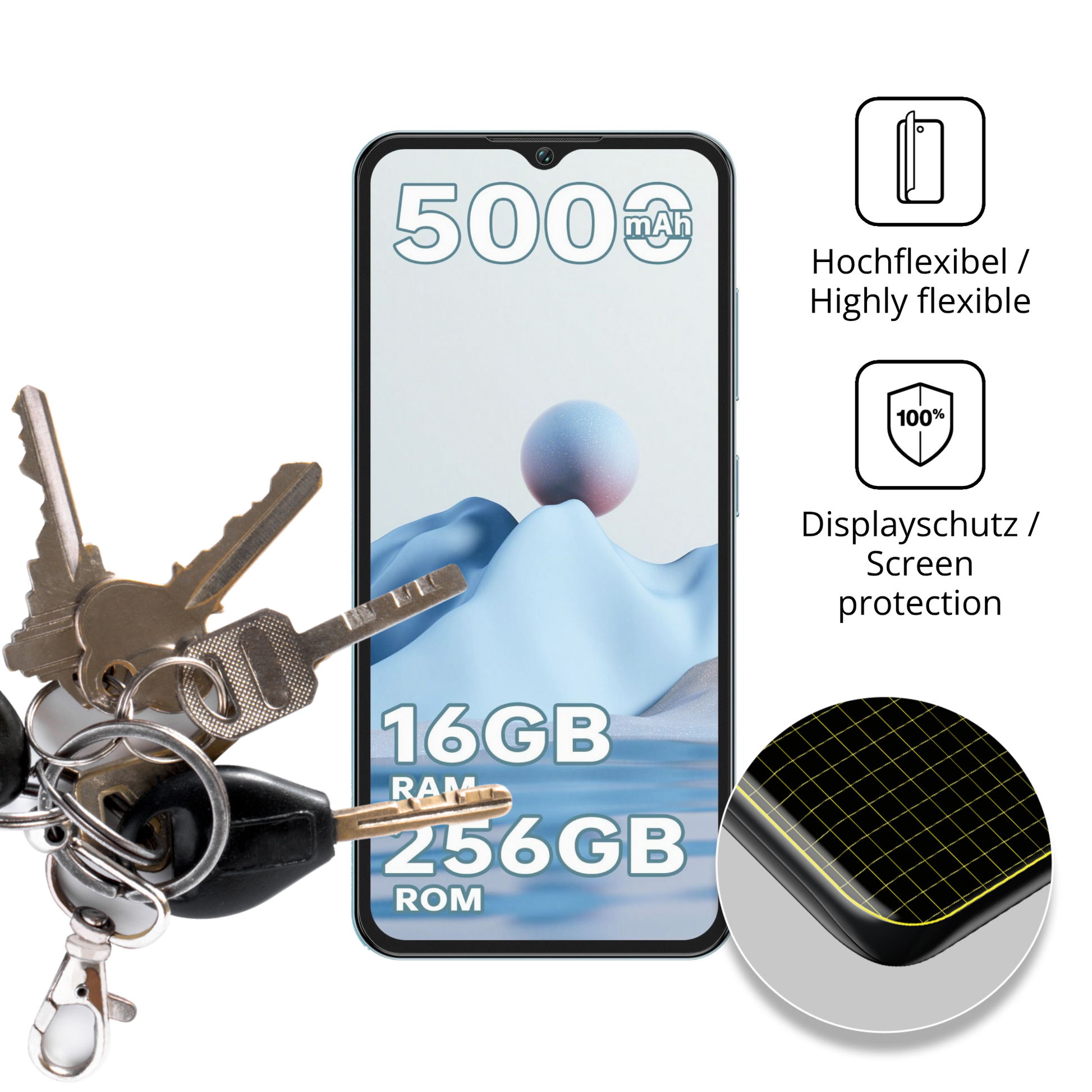 dipos Displayschutz für Redmagic 11 Pro, transparente Oberfläche, perfekte Passform auch für die Rundungen