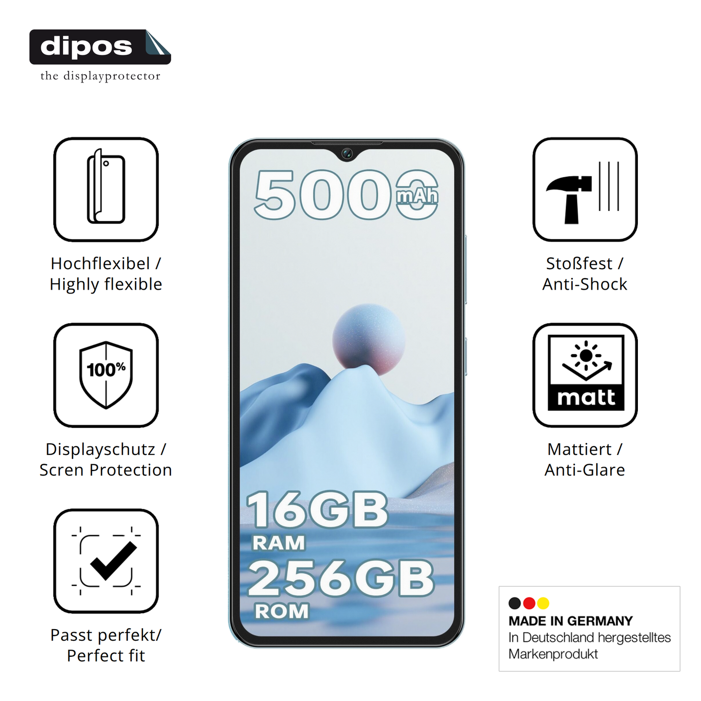 Displayschutz hergestellt in Deutschland, höchste Qualität made in Germany