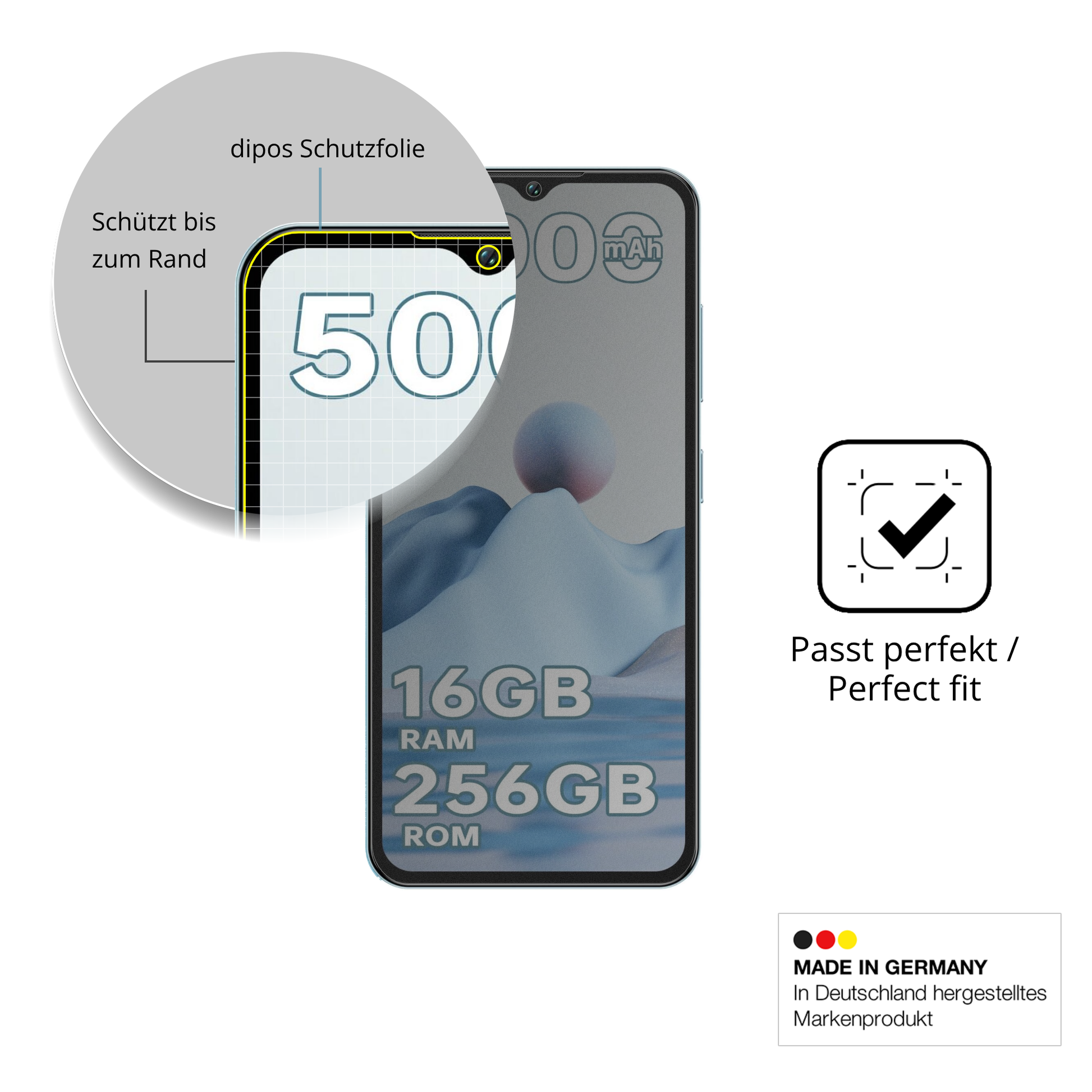 Schutz gegen Kratzer auf dem Redmagic 11 Pro Glas durch Schlüssel, Stöße gegen die Tischkante oder Stürze