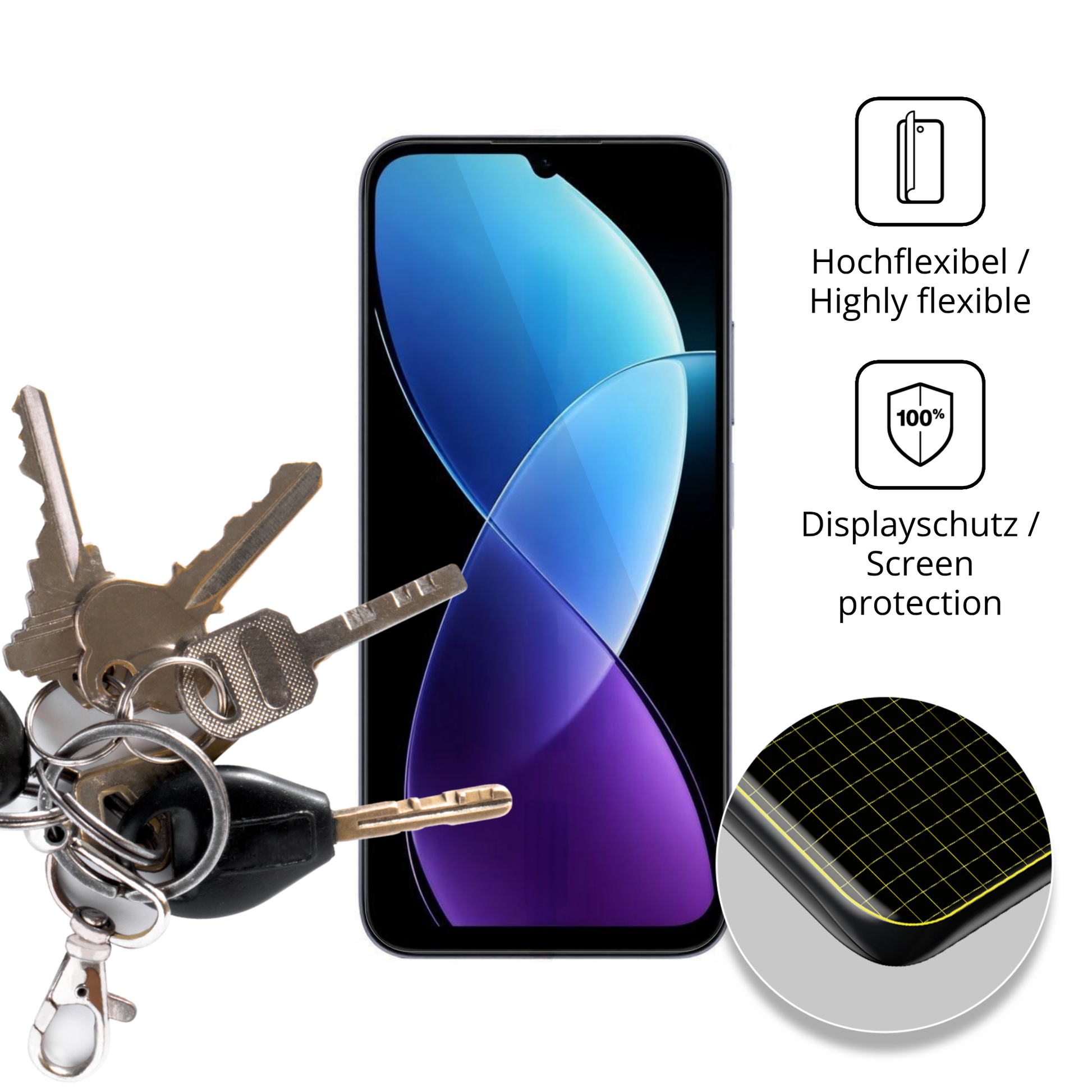 dipos Displayschutz für Redmi R70 5G, transparente Oberfläche, geringe Dicke und perfekte Passform