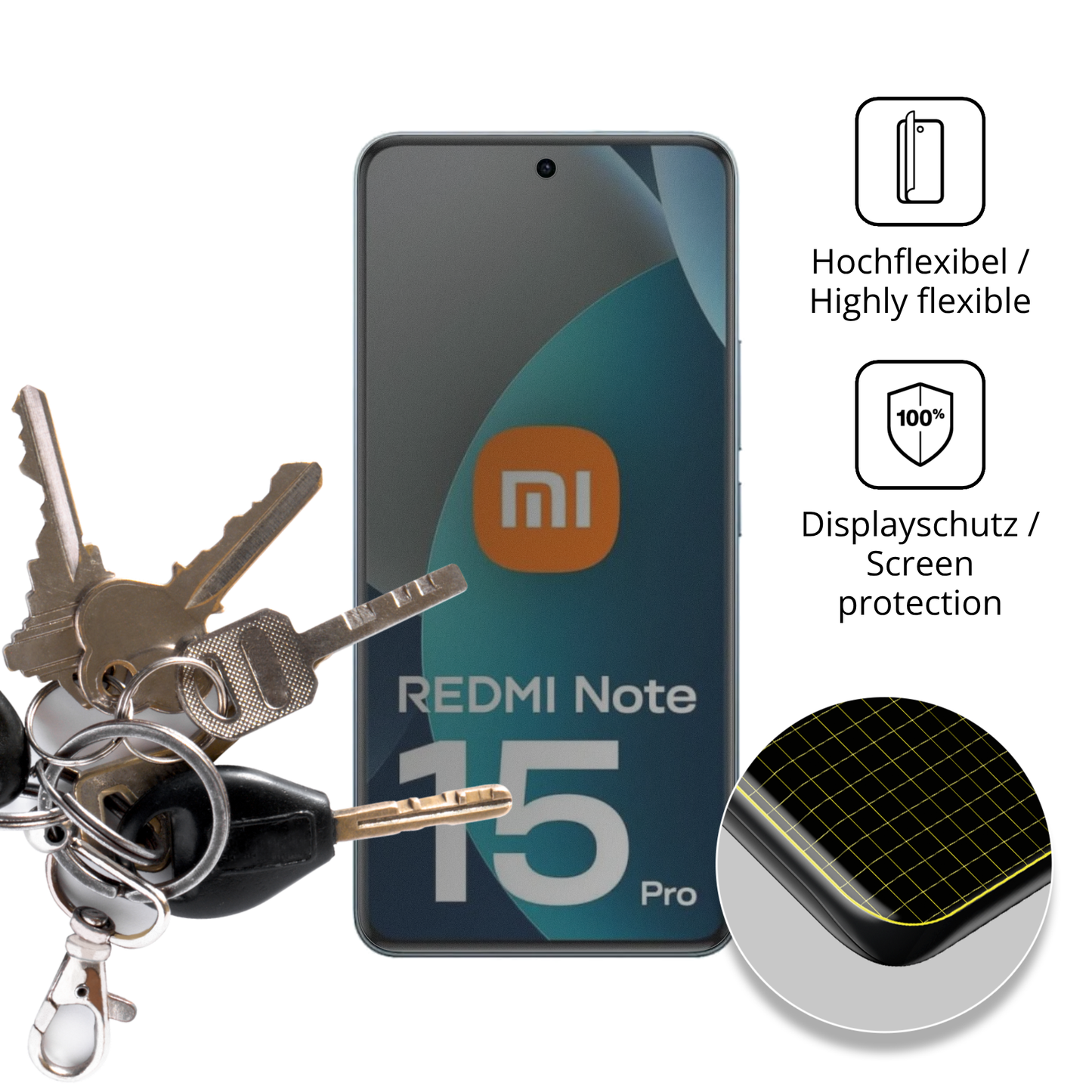 dipos Displayschutz für Redmi Note 15 Pro 4G, mit Blickschutzfilter und perfekter Passform auch für die Rundungen