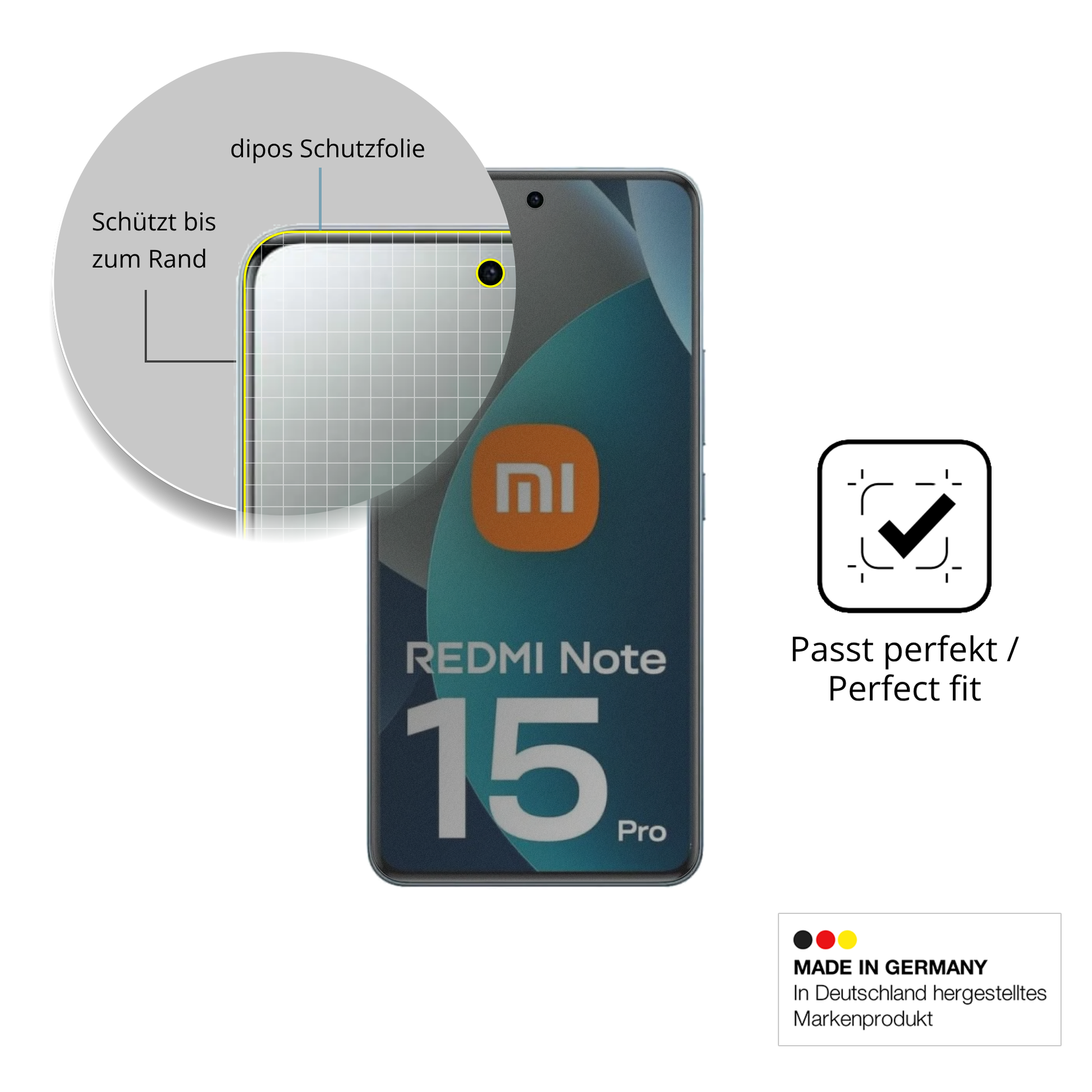 Schutz gegen Kratzer auf dem Redmi Note 15 Pro 4G Glas durch Schlüssel, Stöße gegen die Tischkante oder Stürze