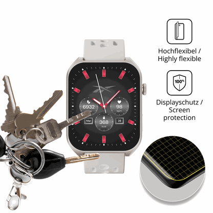 dipos Displayschutz für Reebok Icon Smartwatch, transparente Oberfläche, perfekte Passform auch für die Rundungen