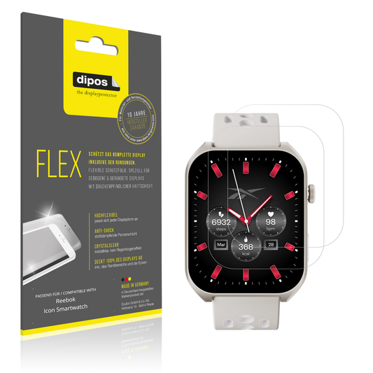 Klare Displayschutzfolie von dipos passend für Reebok Icon Smartwatch, 100% Displayabdeckung und blasenfreie Montage
