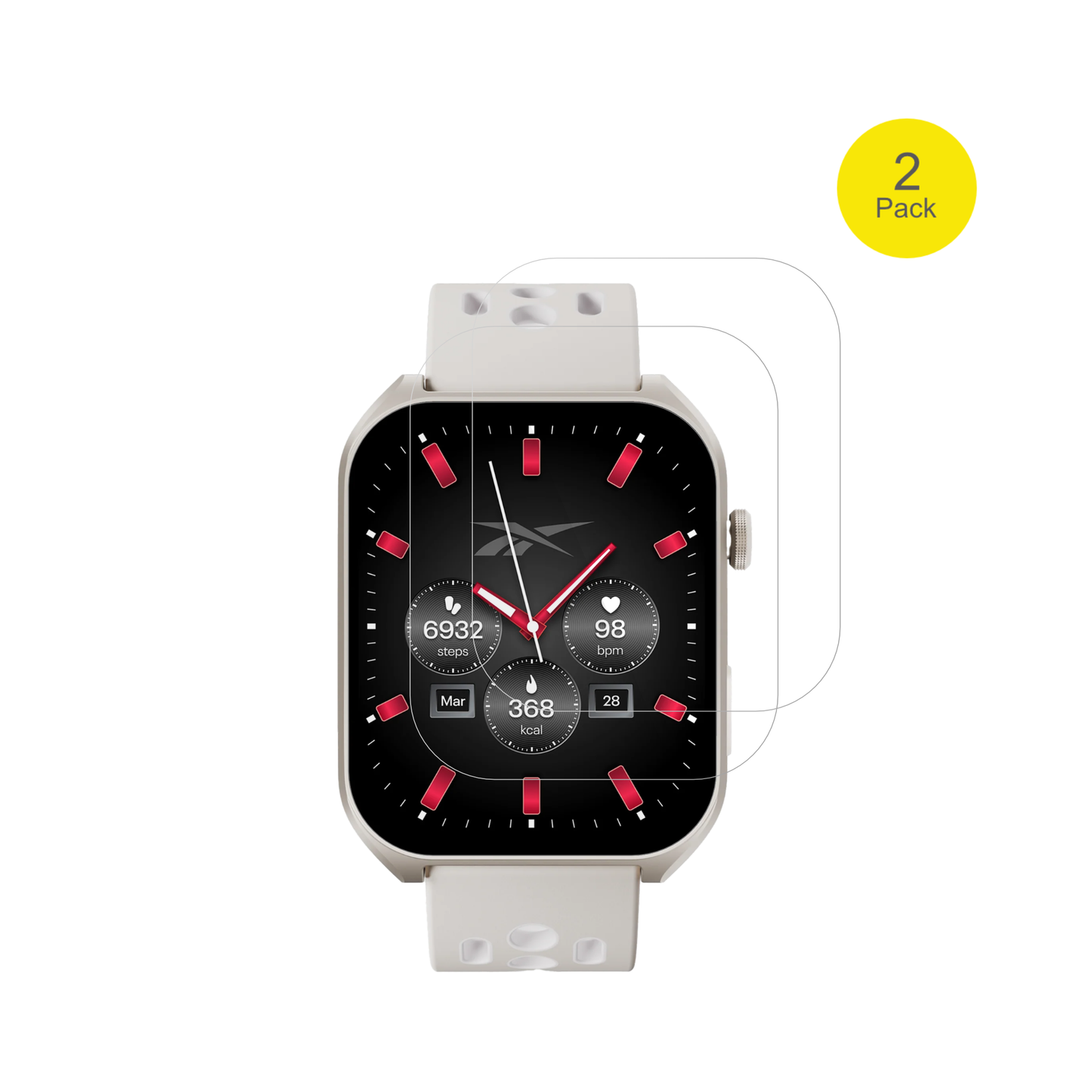 ReebokIcon Smartwatch mit aufgebrachter dipos Displayschutzfolie, glasklare Darstellung ohne Einschränkungen