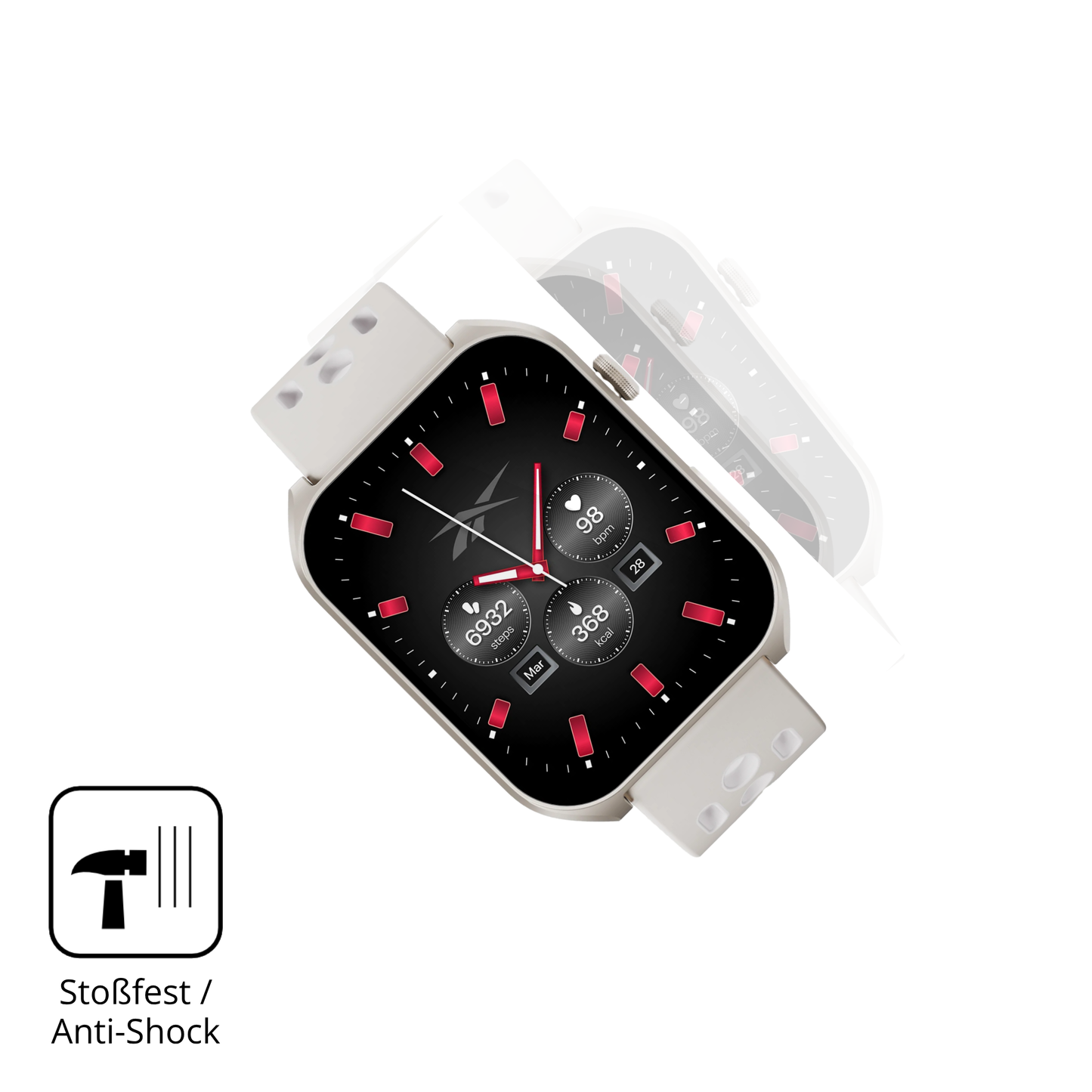 Schutz gegen Kratzer auf dem Reebok Icon Smartwatch Glas durch Schlüssel oder Ähnliches
