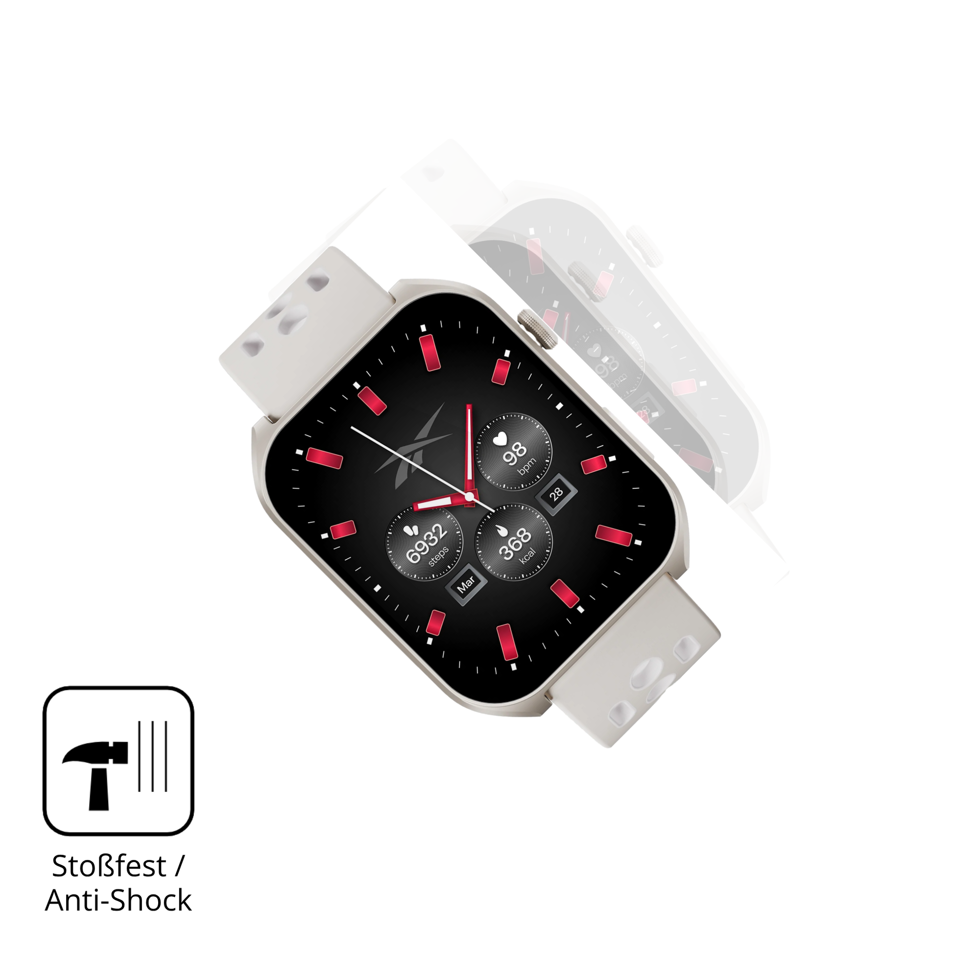 Schutz gegen Kratzer auf dem Reebok Icon Smartwatch Glas durch Schlüssel oder Ähnliches