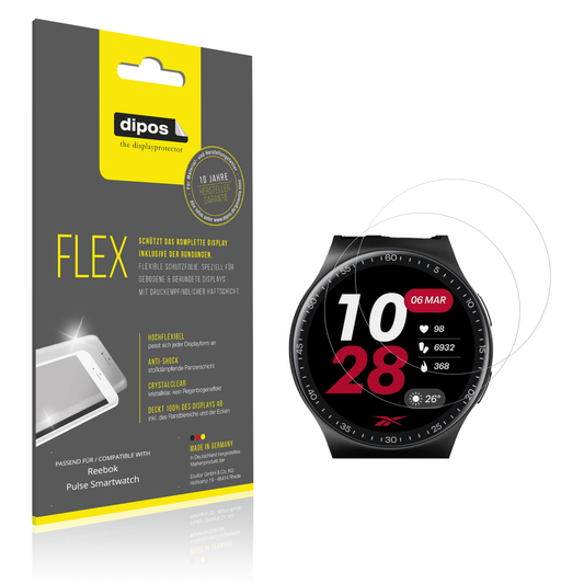 Klare Displayschutzfolie von dipos passend für Reebok Pulse Smartwatch, 100% Displayabdeckung und blasenfreie Montage