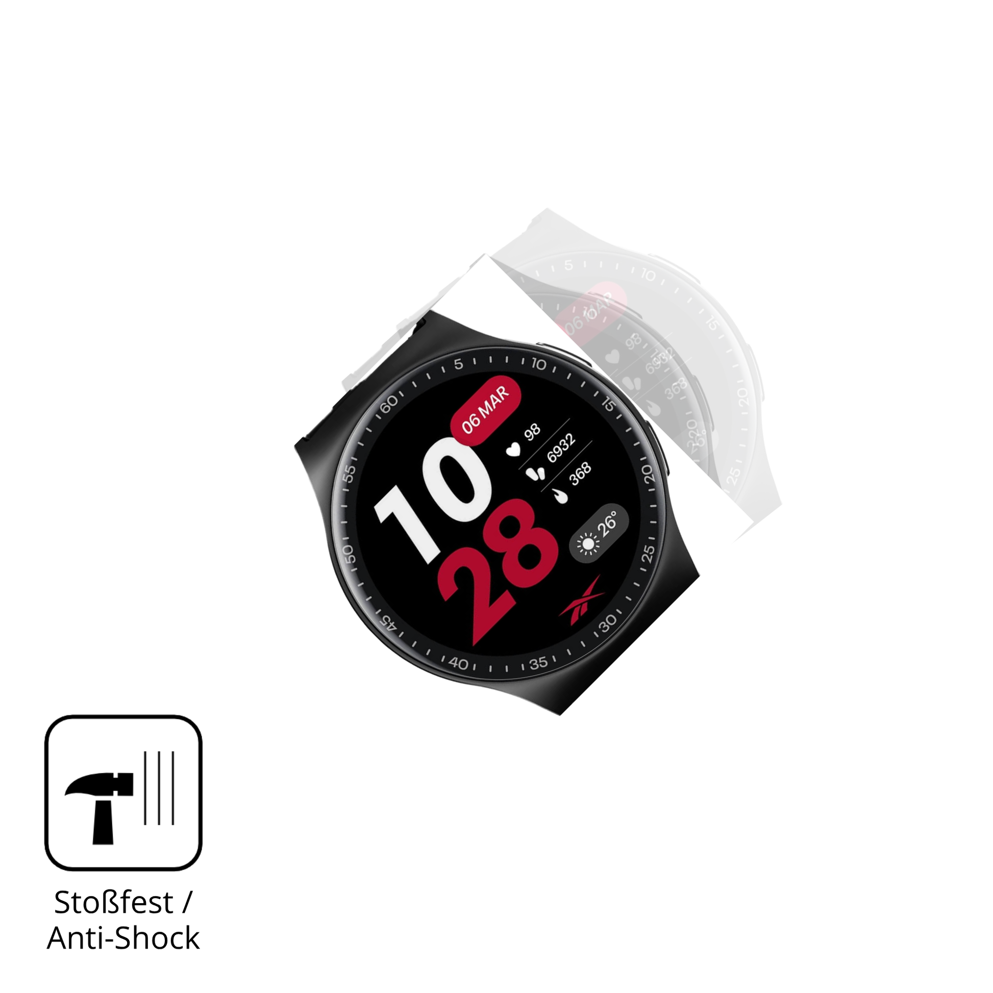 Schutz gegen Kratzer auf dem Reebok Pulse Smartwatch Glas durch Schlüssel oder Ähnliches