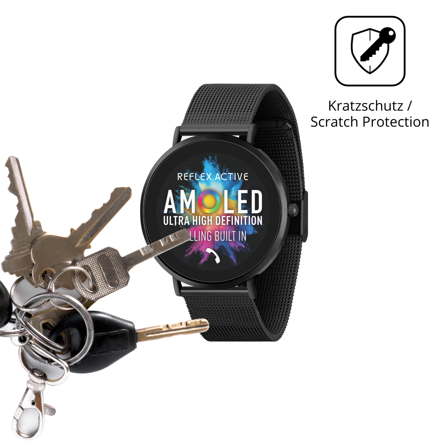 Schutz gegen Kratzer auf dem reflexactiva spectra 300 r 1.43 zoll Glas durch Schlüssel oder Ähnliches