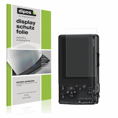 Matte Displayschutzfolie von dipos passend für Ricoh GR IV HDF, präziser Zuschnitt und blasenfrei montiert