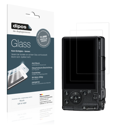 Klare Displayschutzfolie von dipos passend für Ricoh GR IV HDF, 9H kratzfest und blasenfrei montiert
