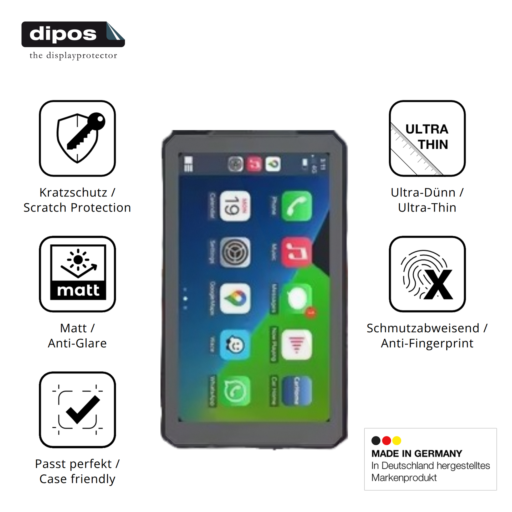 Displayschutz hergestellt in Deutschland, höchste Qualität made in Germany