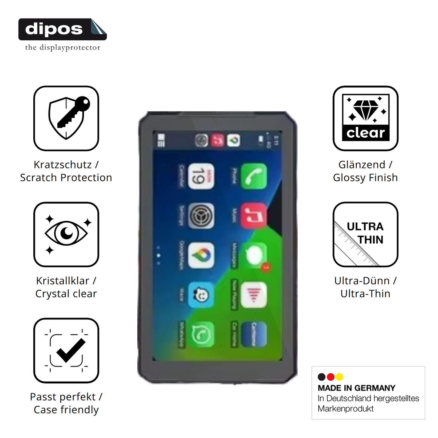 Displayschutz hergestellt in Deutschland, höchste Qualität made in Germany