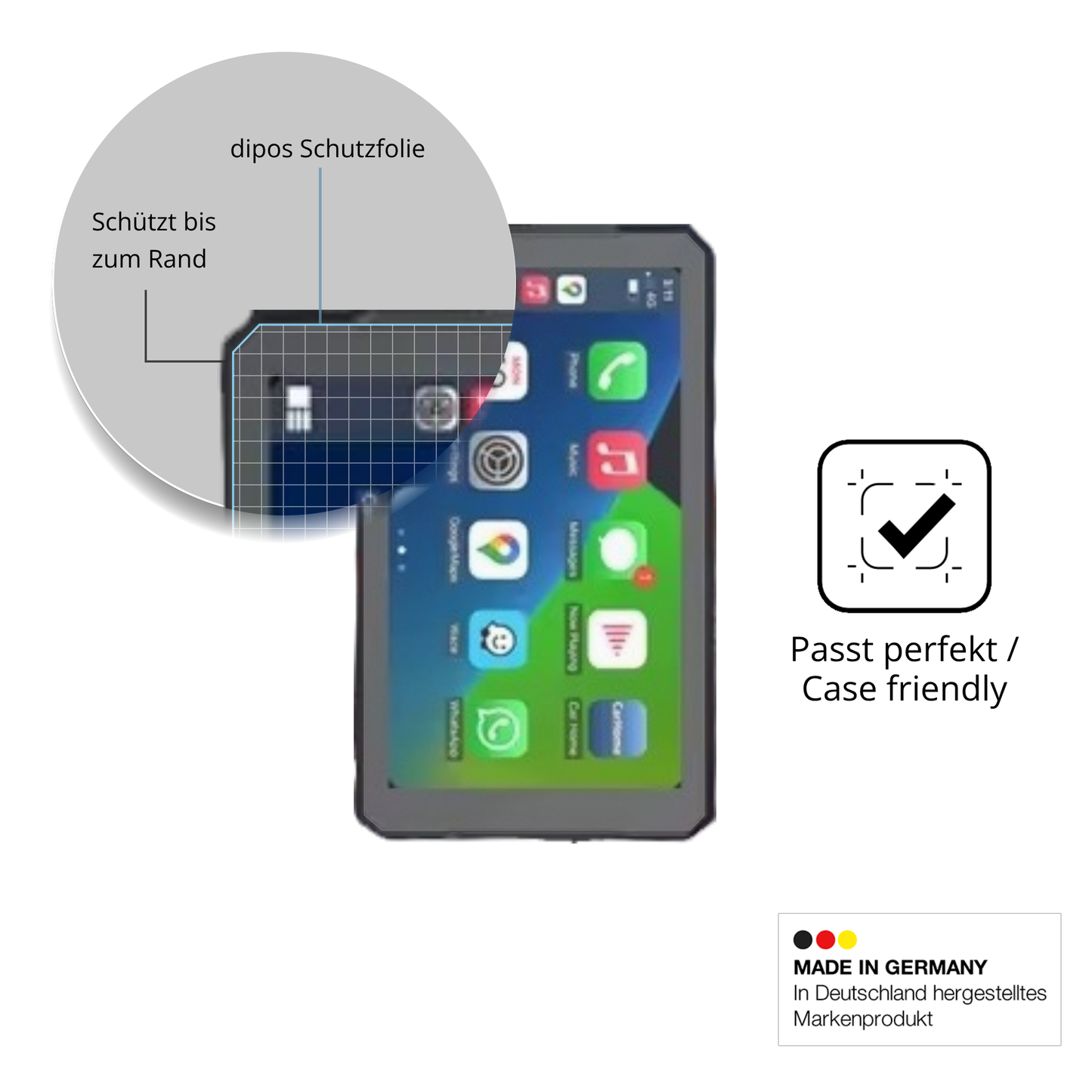 Schutzglasfolie mit optimaler Passform, zur Verwendung mit Hüllen geeignet