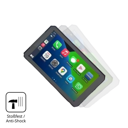 Schutz gegen Kratzer auf dem RiderNav R7M Glas durch Schlüssel, Stöße gegen die Tischkante oder Stürze