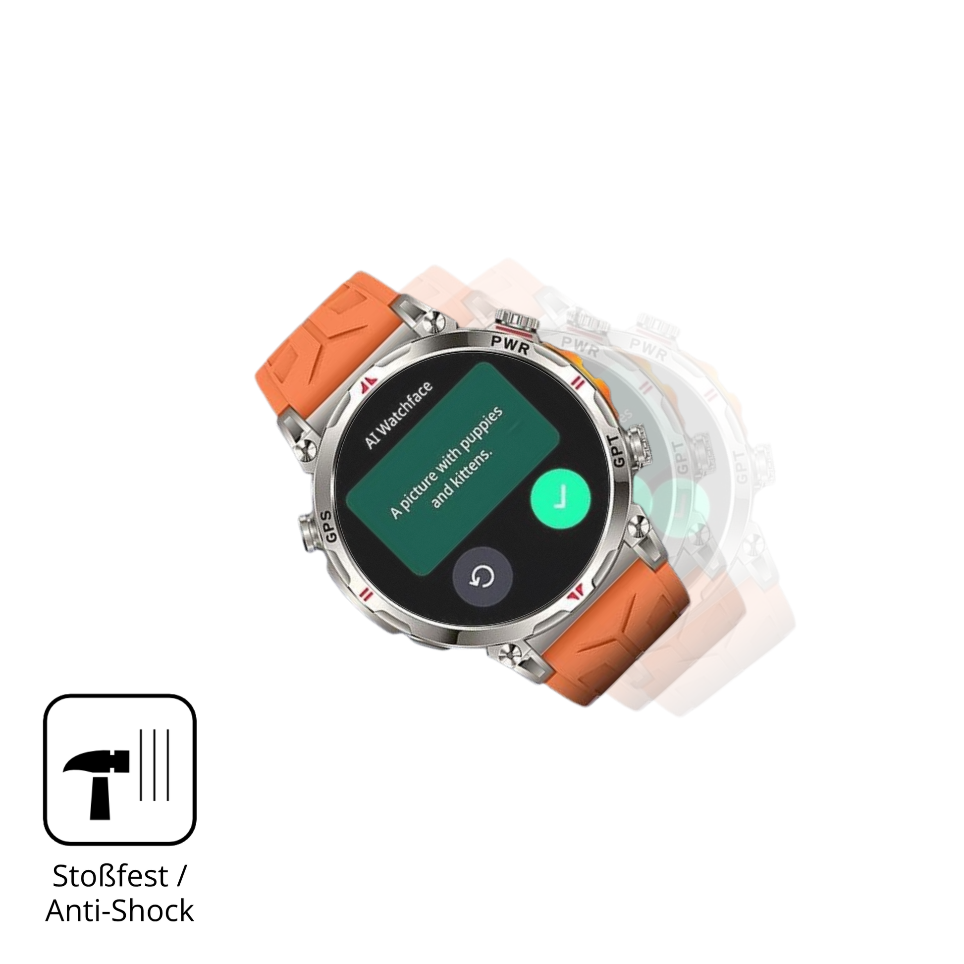 Schutz gegen Kratzer auf dem Rmana Militär Smartwatch 1.6 Zoll Glas durch Schlüssel, Stöße gegen die Tischkante oder Stürze