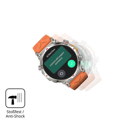 Schutz gegen Kratzer auf dem Rmana Militär Smartwatch 1.6 Zoll Glas durch Schlüssel, Stöße gegen die Tischkante oder Stürze