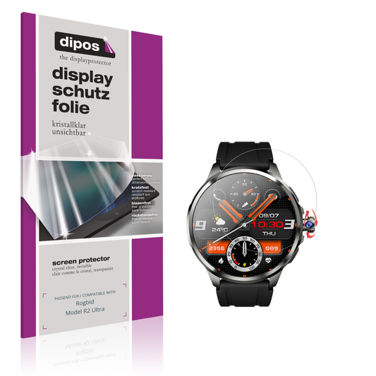 Klare Displayschutzfolie von dipos passend für Rogbid Model R2 Ultra, präziser Zuschnitt und blasenfrei montiert