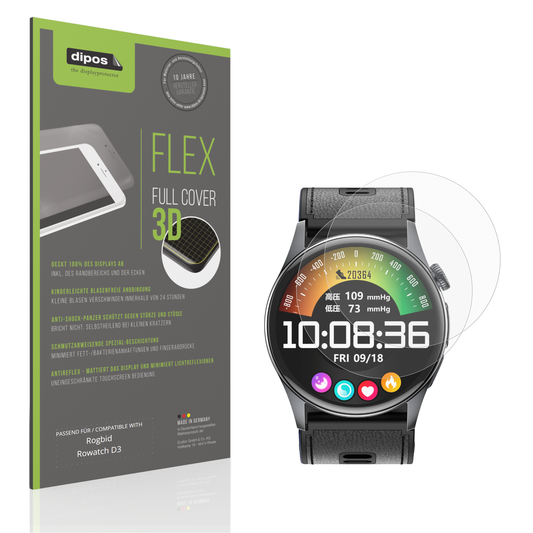 Matte Displayschutzfolie von dipos passend für Rogbid Rowatch D3, 100% Displayabdeckung und blasenfreie Montage