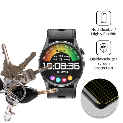 dipos Displayschutz für Rogbid Rowatch D3, transparente Oberfläche, perfekte Passform auch für die Rundungen