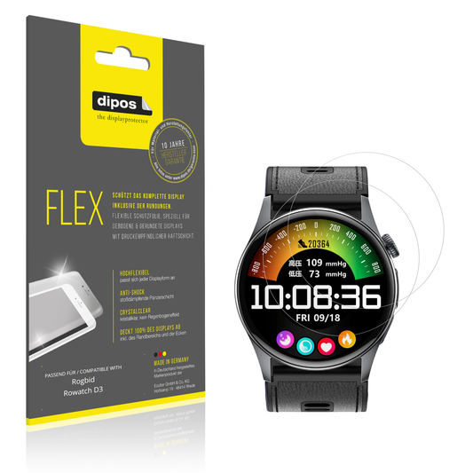 Klare Displayschutzfolie von dipos passend für Rogbid Rowatch D3, 100% Displayabdeckung und blasenfreie Montage