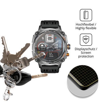 dipos Displayschutz für rogbidtitan v 1.75 zoll, transparente Oberfläche, perfekte Passform auch für die Rundungen