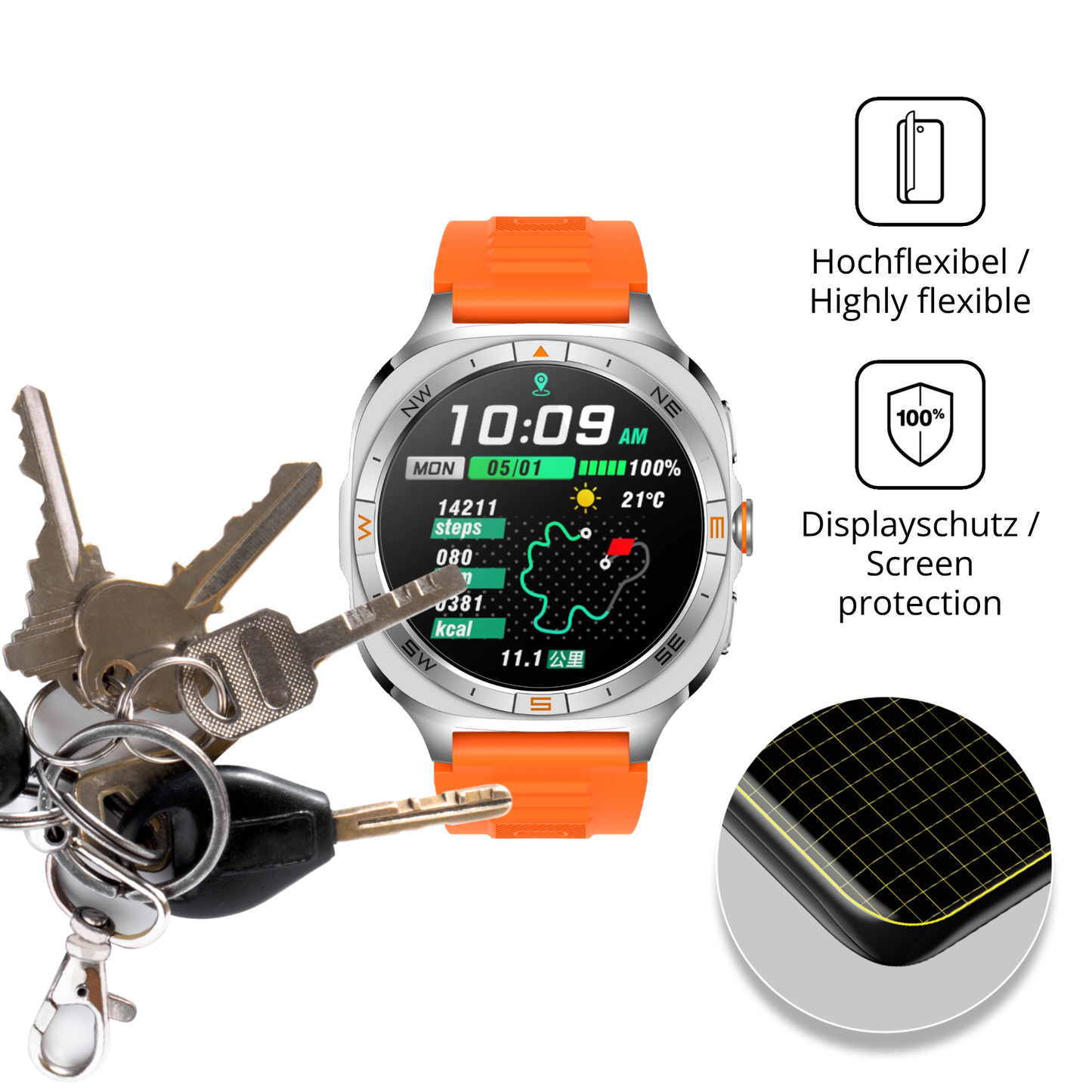dipos Displayschutz für Rollme GT5S, transparente Oberfläche, geringe Dicke und perfekte Passform