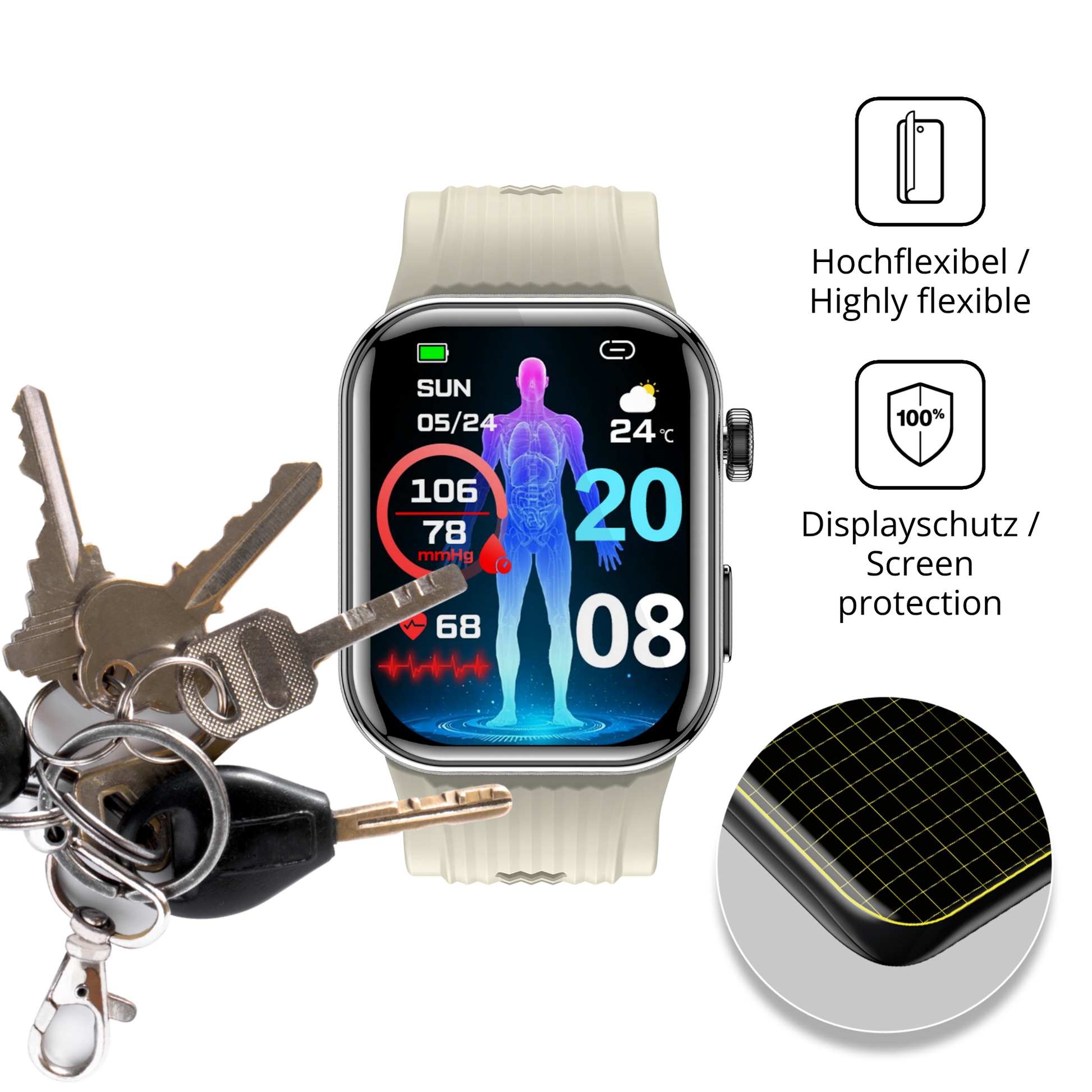 dipos Displayschutz für Rollme Kore D1, transparente Oberfläche, geringe Dicke und perfekte Passform