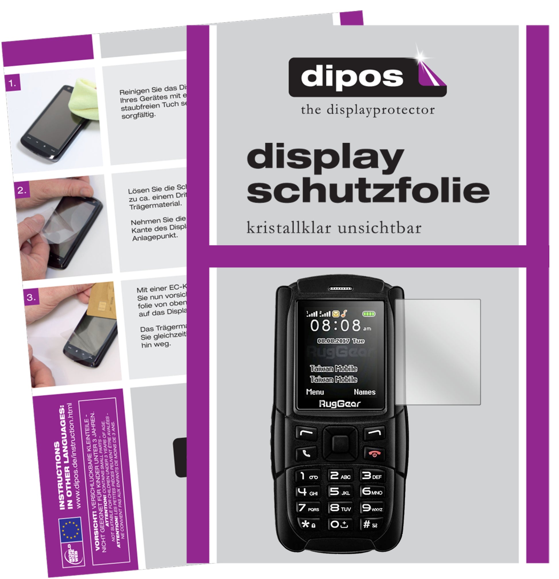 Kristallklare, dünne Schutzfolie: Kratzfest & passgenau für Ruggear-RG129 (2018)