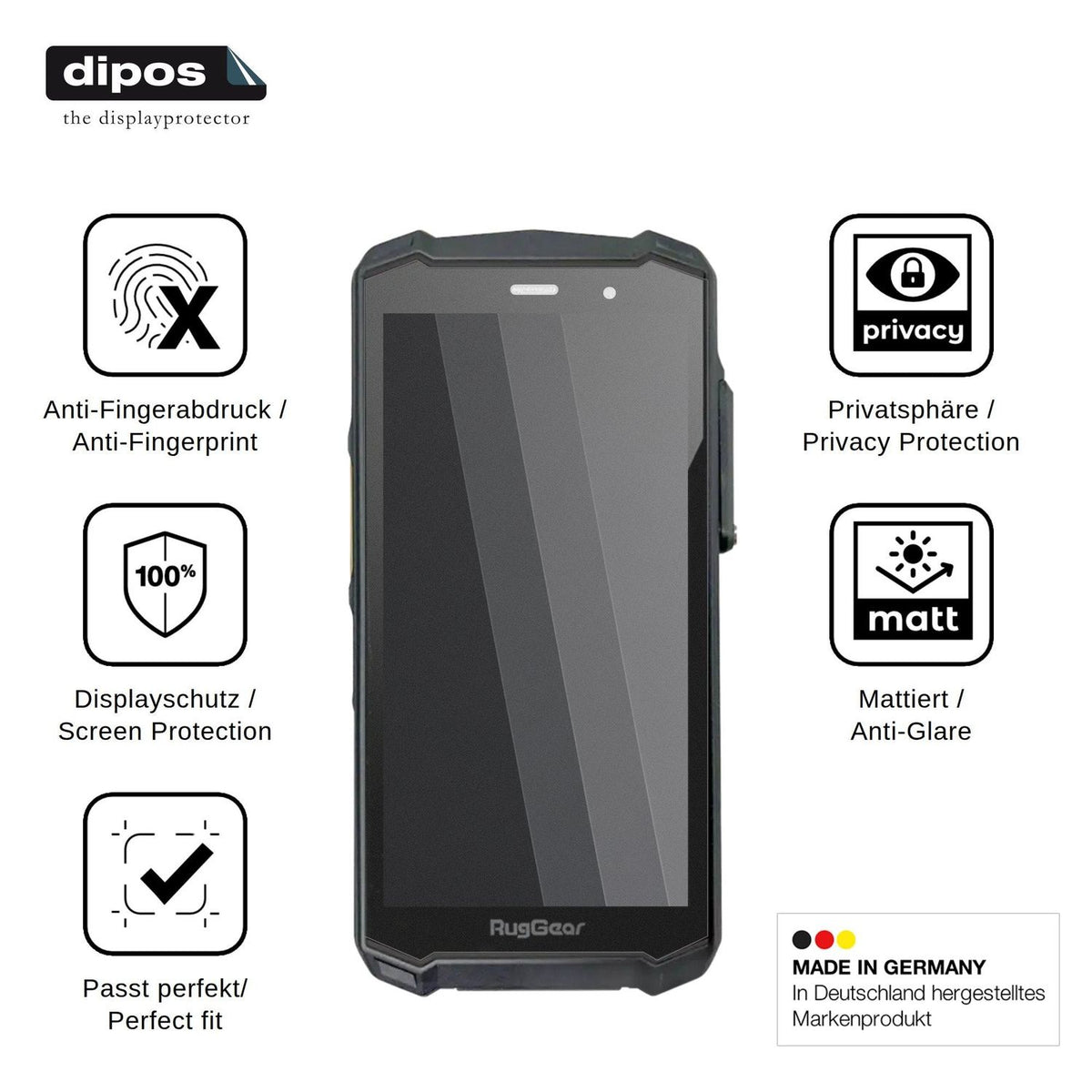 Screen Protector for RugGear RG540 Privacy Filter 4-Way Protection dipos