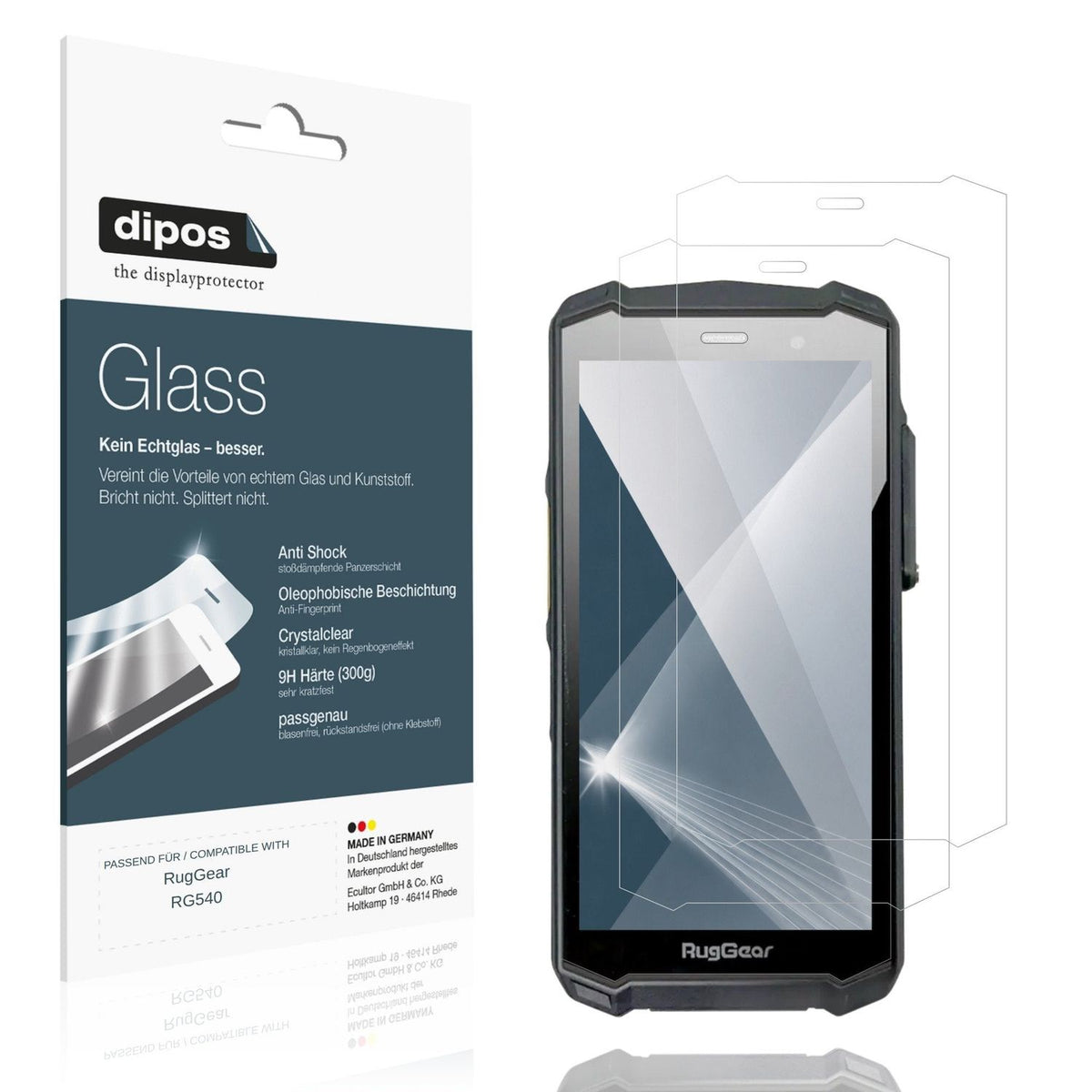 2x Screen Protector for RugGear RG540 Flexible Glass 9H dipos