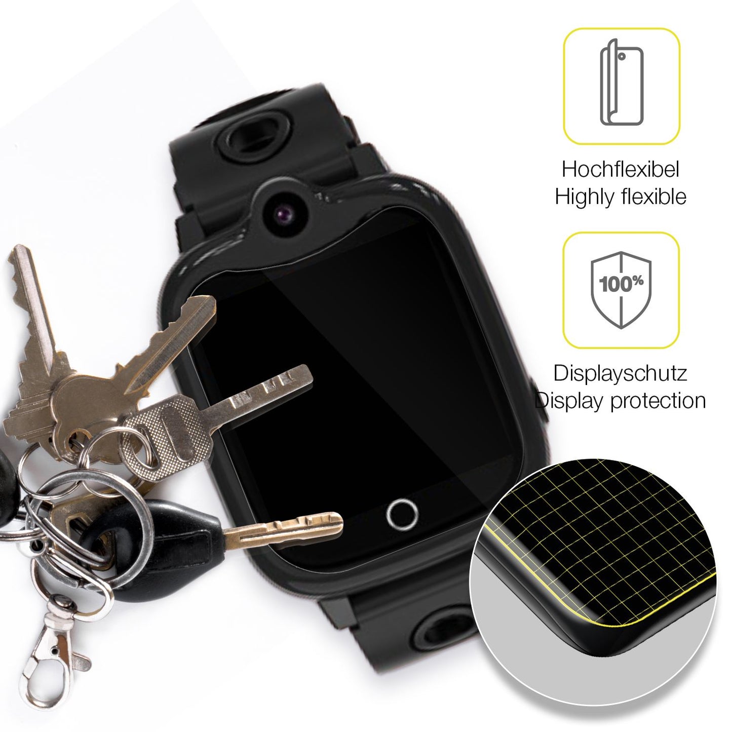 dipos Displayschutz für Ruopoem 4G Kinder Smartwatch, transparente Oberfläche, geringe Dicke und perfekte Passform
