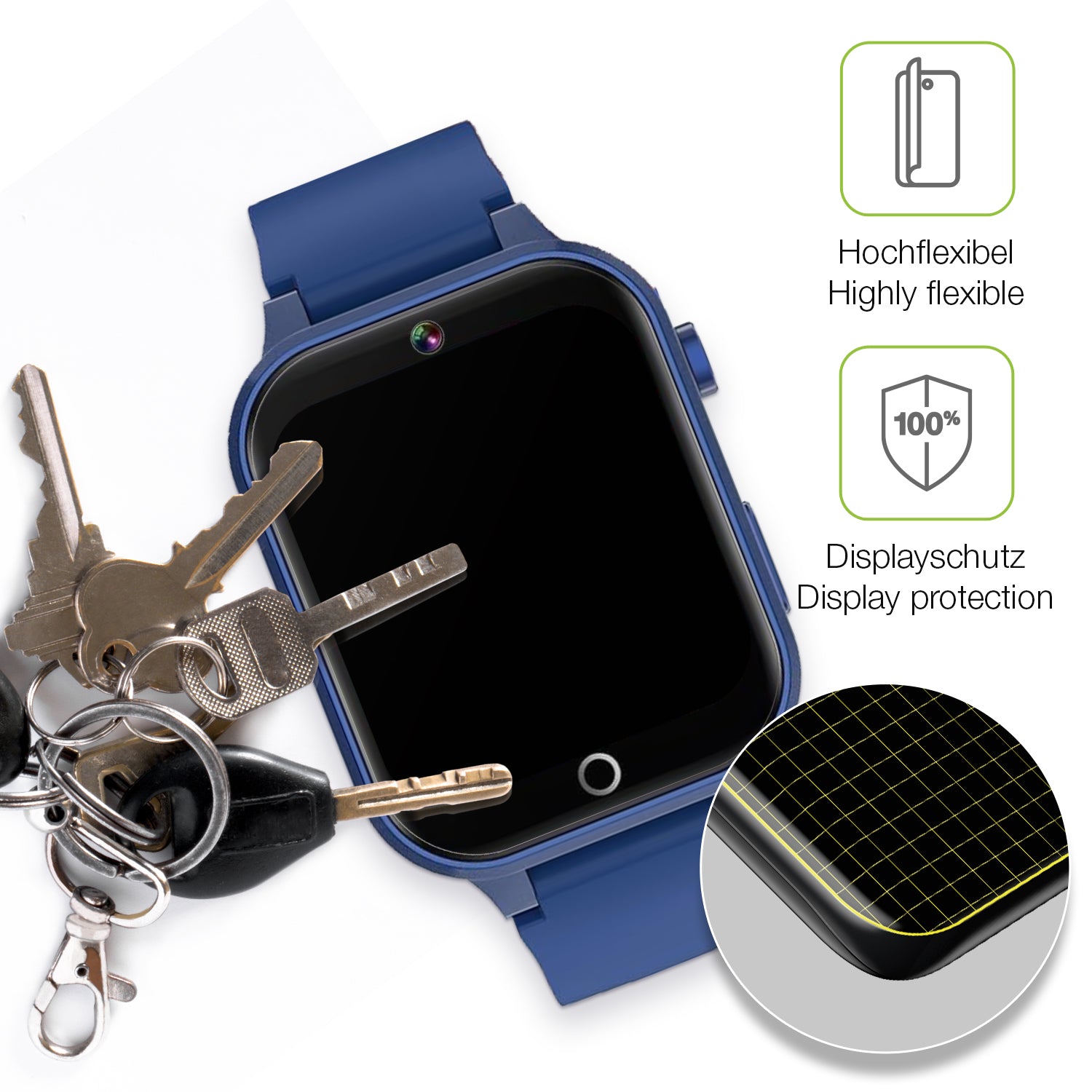 dipos Displayschutz für Ruopoem Kids Smartwatch 1.54 Zoll, transparente Oberfläche, perfekte Passform auch für die Rundungen