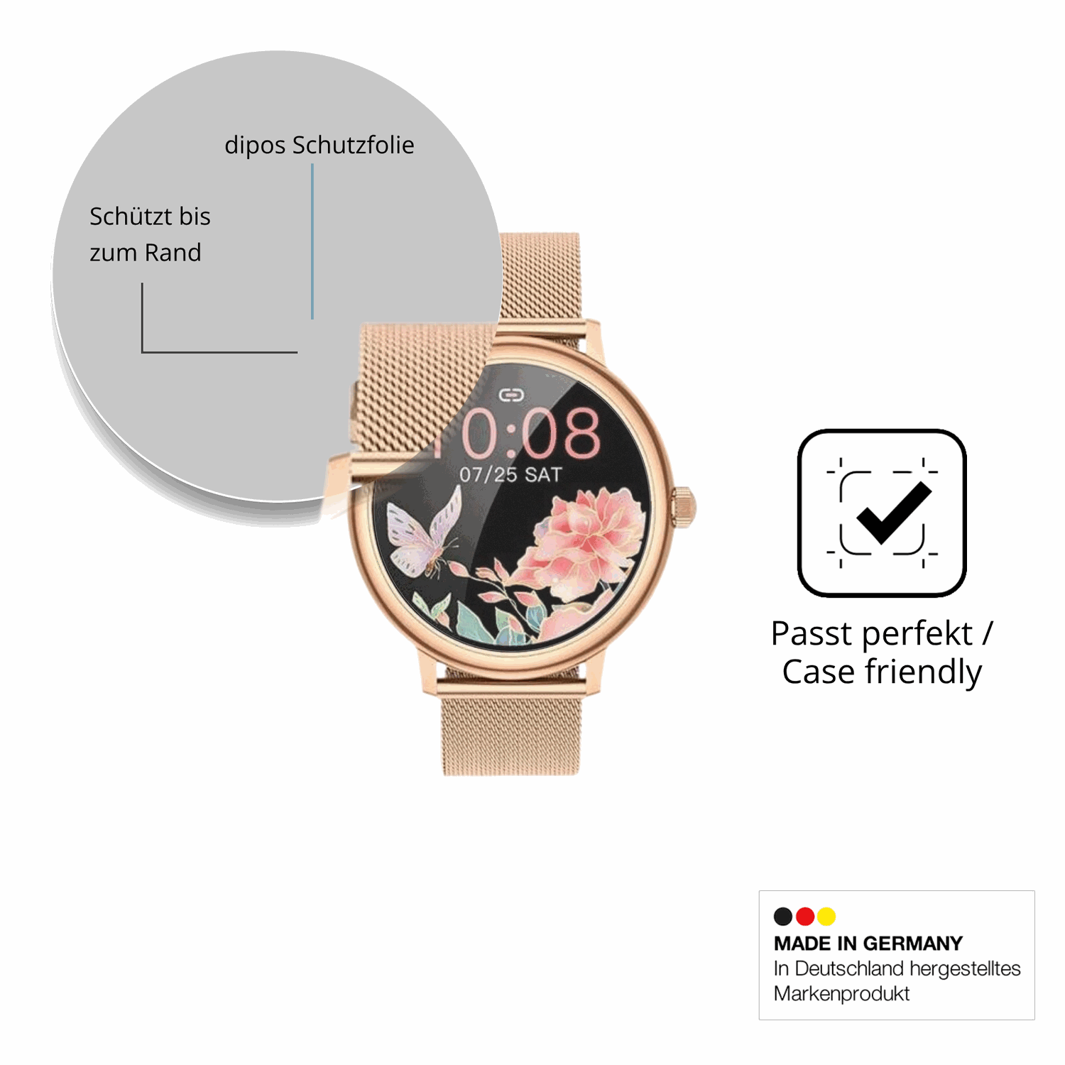 Schutzglasfolie mit optimaler Passform, zur Verwendung mit Hüllen geeignet