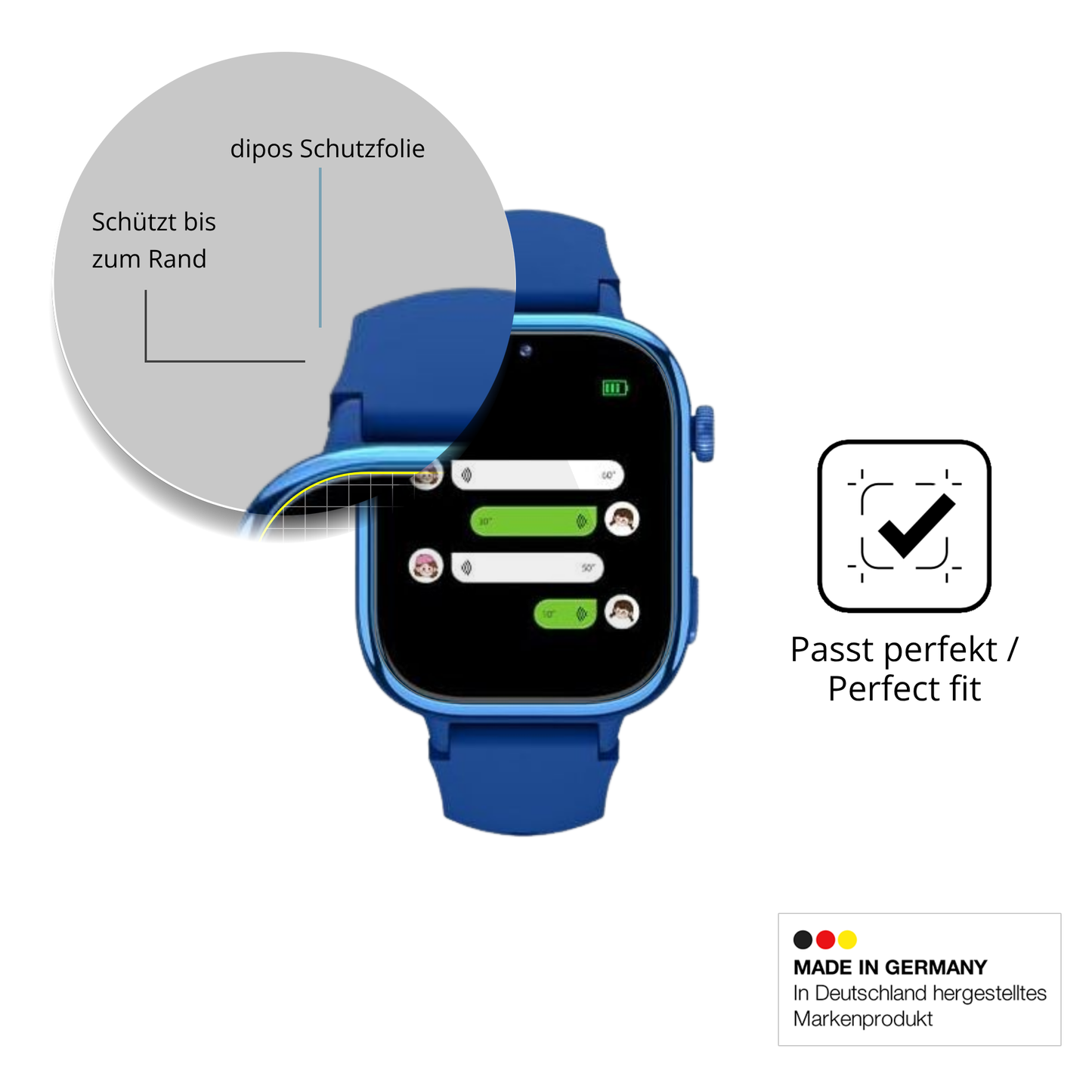 Schutzfolie mit optimaler Passform, zur Verwendung mit Hüllen geeignet