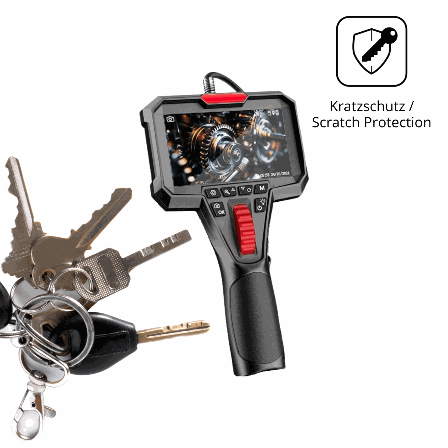 Schutz gegen Kratzer auf dem Ruycllo R65 Glas durch Schlüssel oder Ähnliches