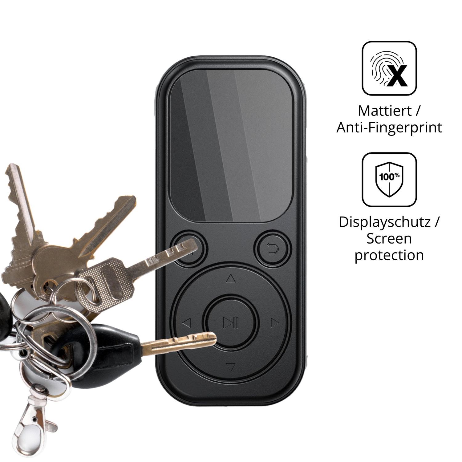 dipos Displayschutz für RWSRW MP3-H01, mattierte Oberfläche, Blickschutzfilter und perfekter Passform