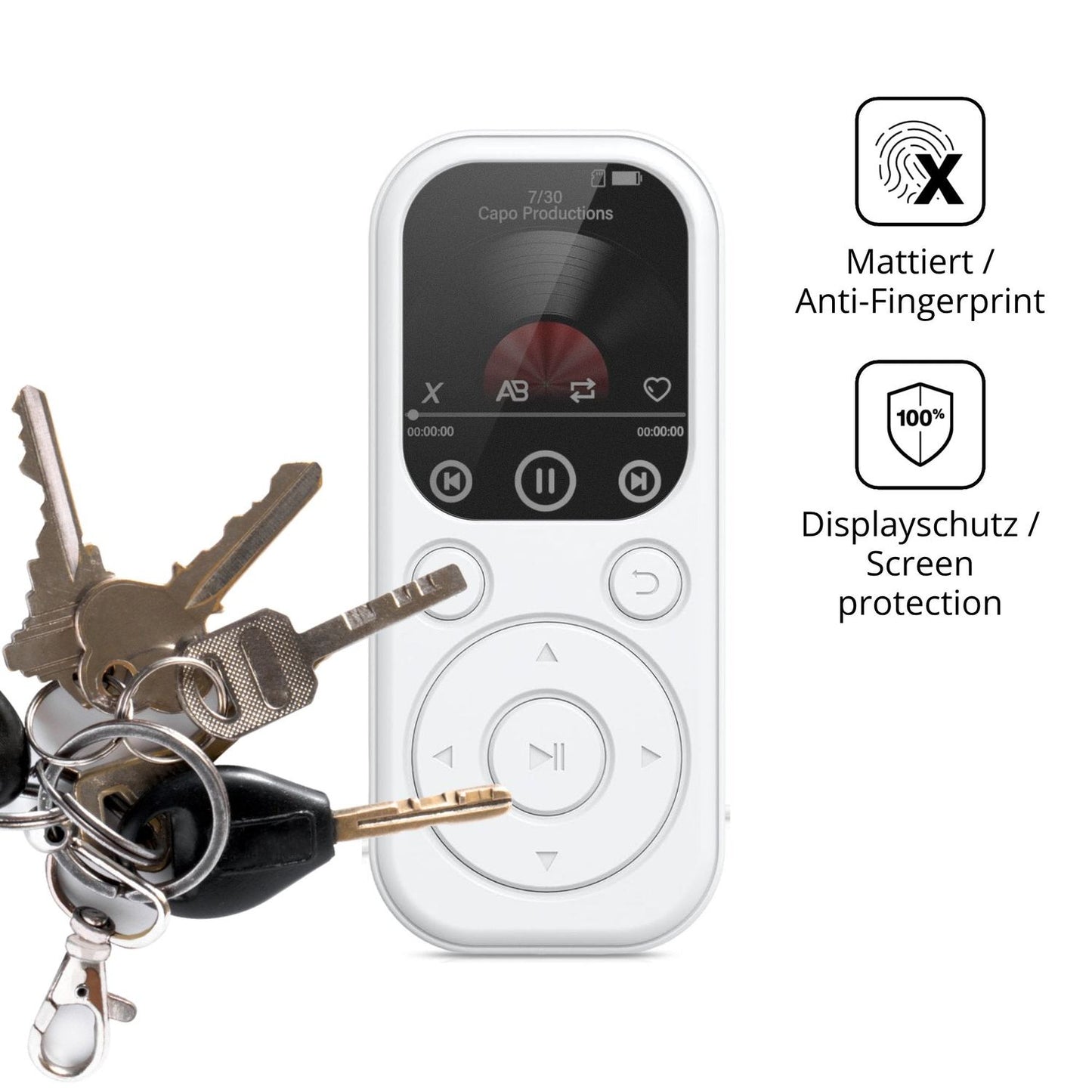 dipos Displayschutz für RWSRW MP301-BS MP3-Player, mattierte Oberfläche, Blickschutzfilter und perfekter Passform