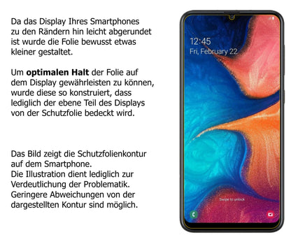 dipos Displayschutz für Samsung Galaxy A20, mattierte Oberfläche, robuste Festigkeit und perfekte Passform