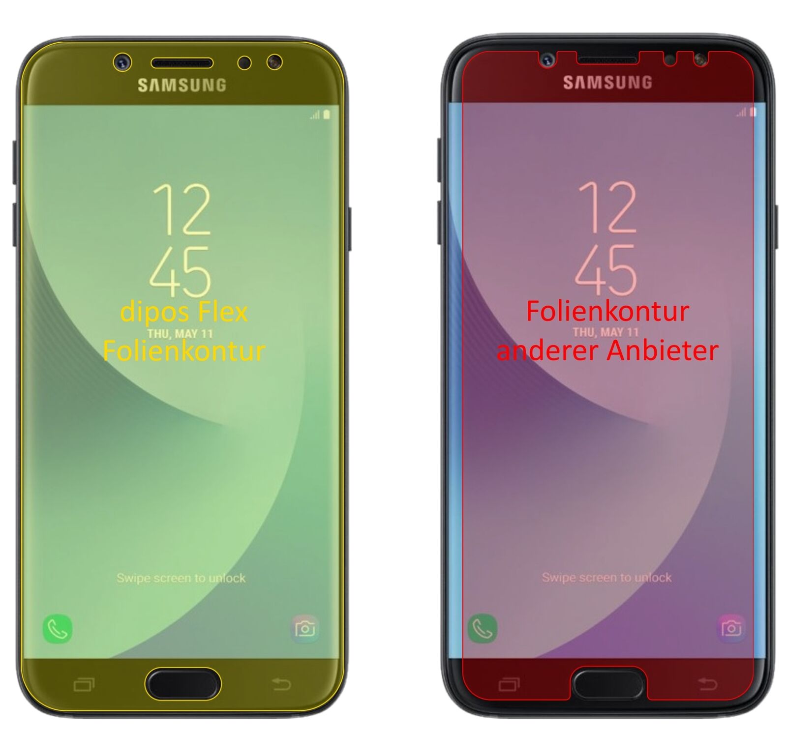 dipos Displayschutz für Samsung Galaxy J7 Pro, transparente Oberfläche, geringe Dicke und perfekte Passform