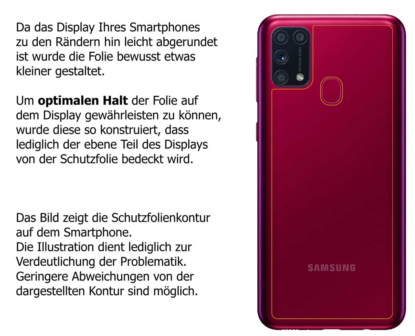 dipos Displayschutz für Samsung Galaxy M31 Rückseite, mattierte Oberfläche, robuste Festigkeit und perfekte Passform