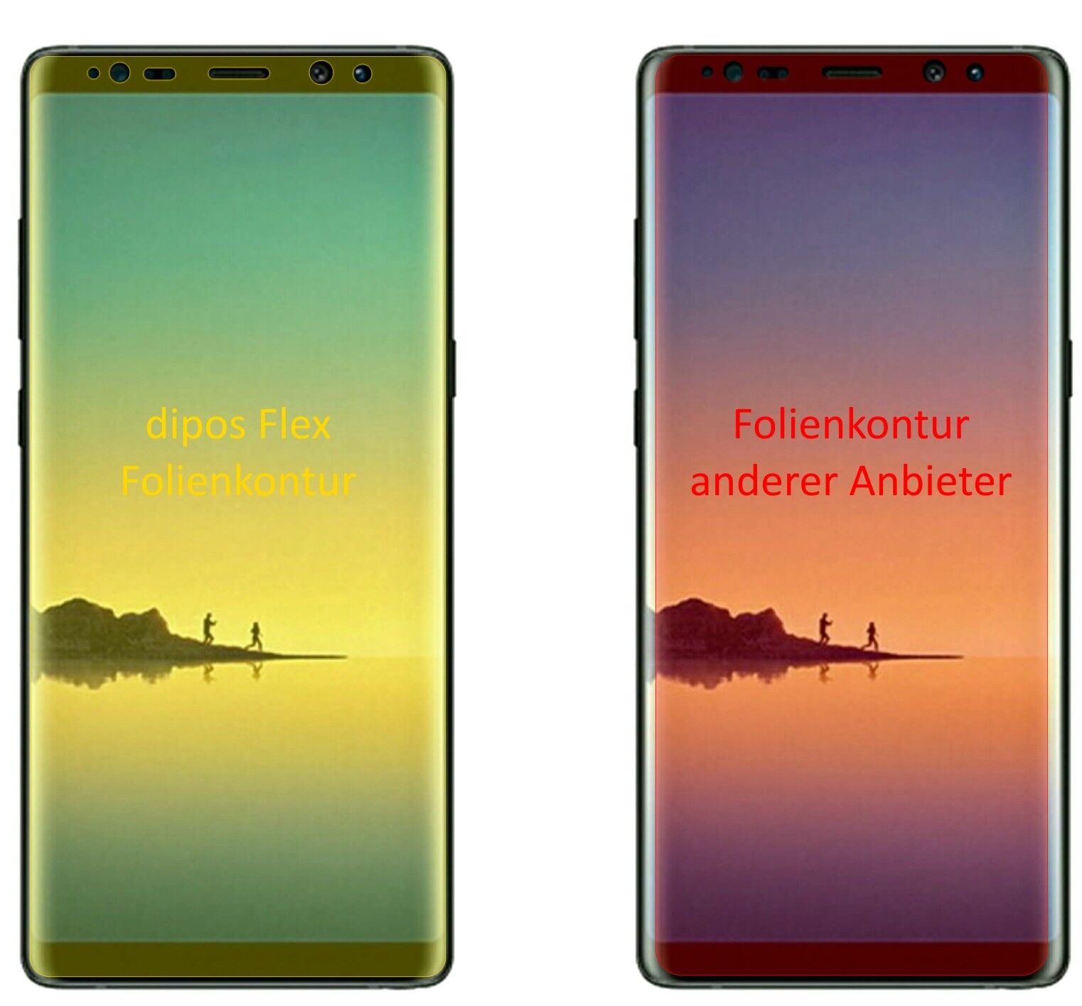 dipos Displayschutz für Samsung Galaxy Note 8, transparente Oberfläche, geringe Dicke und perfekte Passform